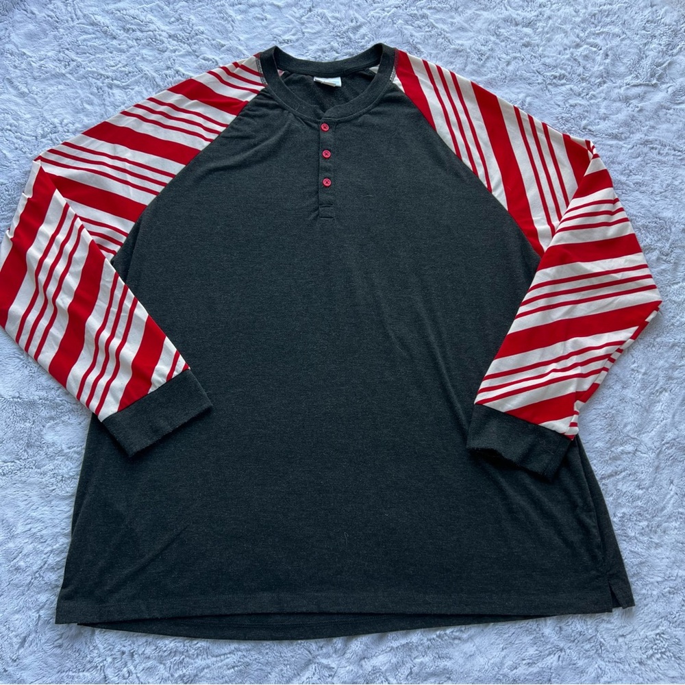 LulaRoe Gray & Striped Long Sleeve Top - Size 3XL